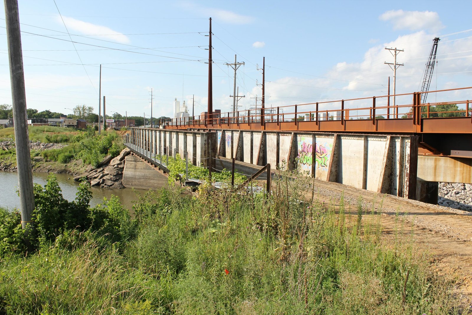 Looking north, new (present) bridge to right